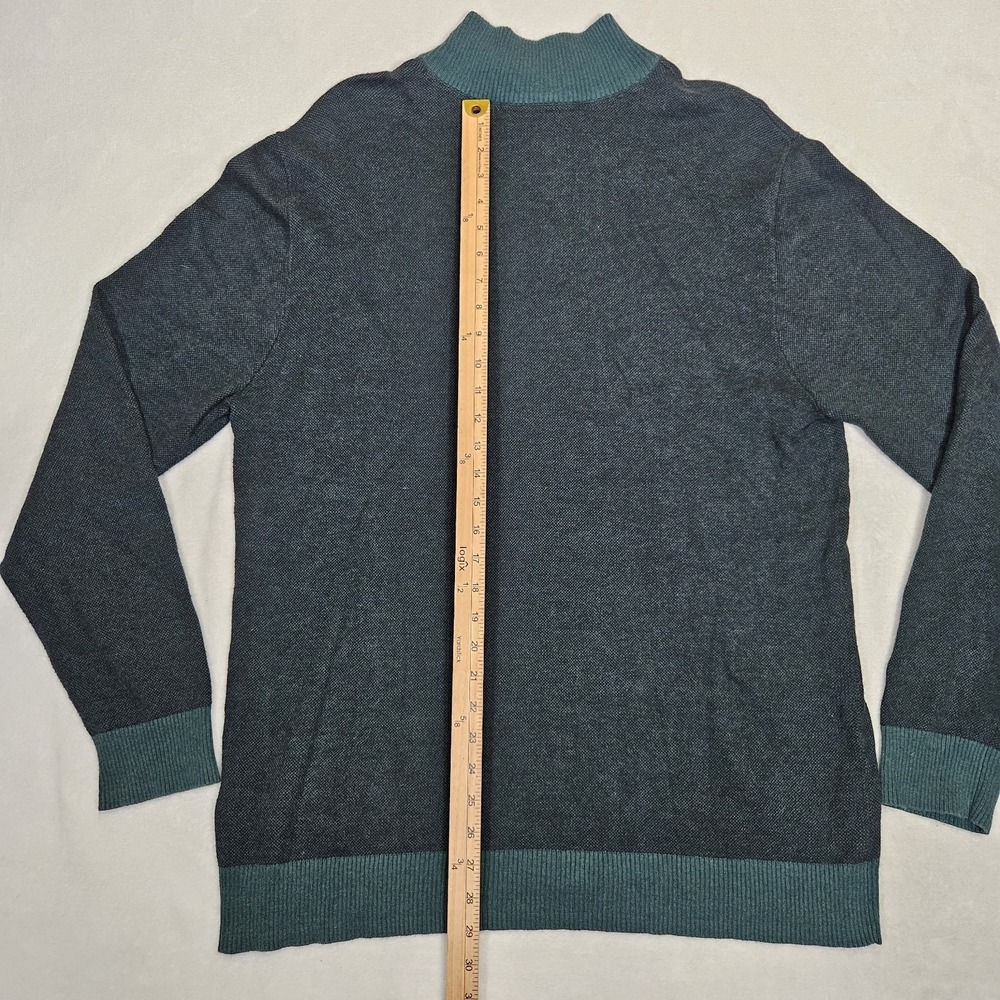 Fairlane Men's XL 1/4 Zip Sweater Cashmere Blend Green Colorblock Soft Pullover - Picture 6 of 8